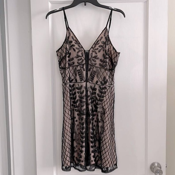 altar'd state black beaded dress Altar'd State Black Ania Sequin Beaded Lace